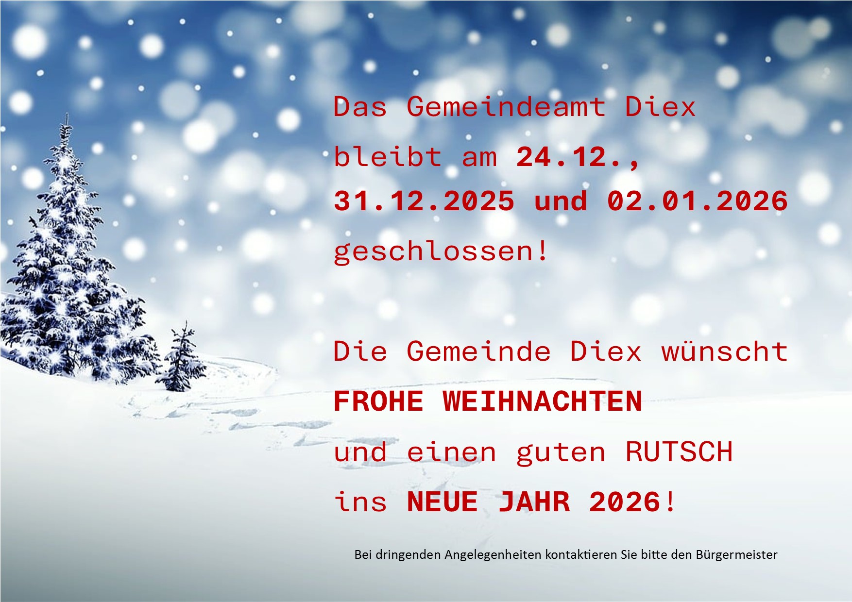 Gemeindeamt Öffnungszeiten Weihnachten