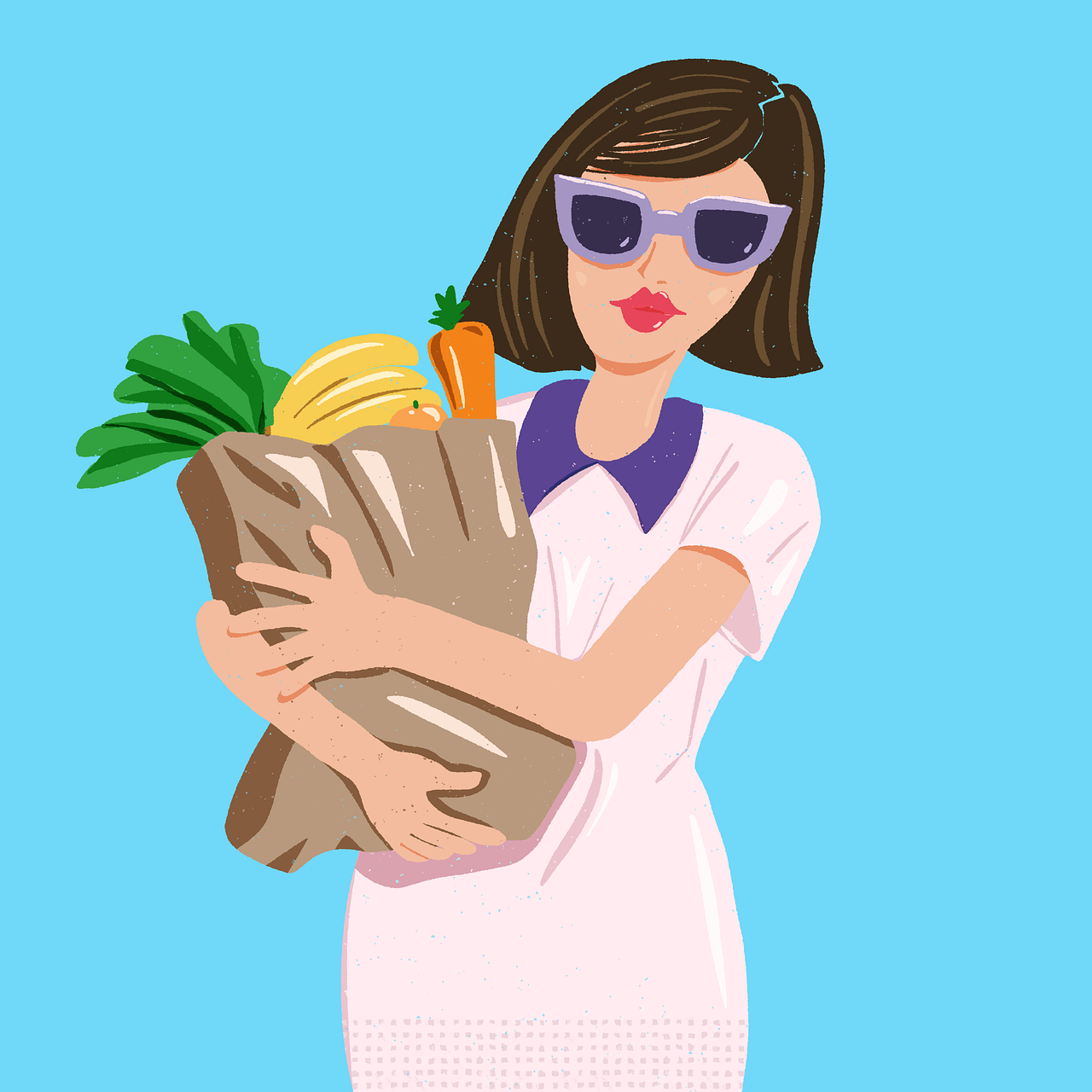 Frau mit Einkauf Frau mit Einkauf